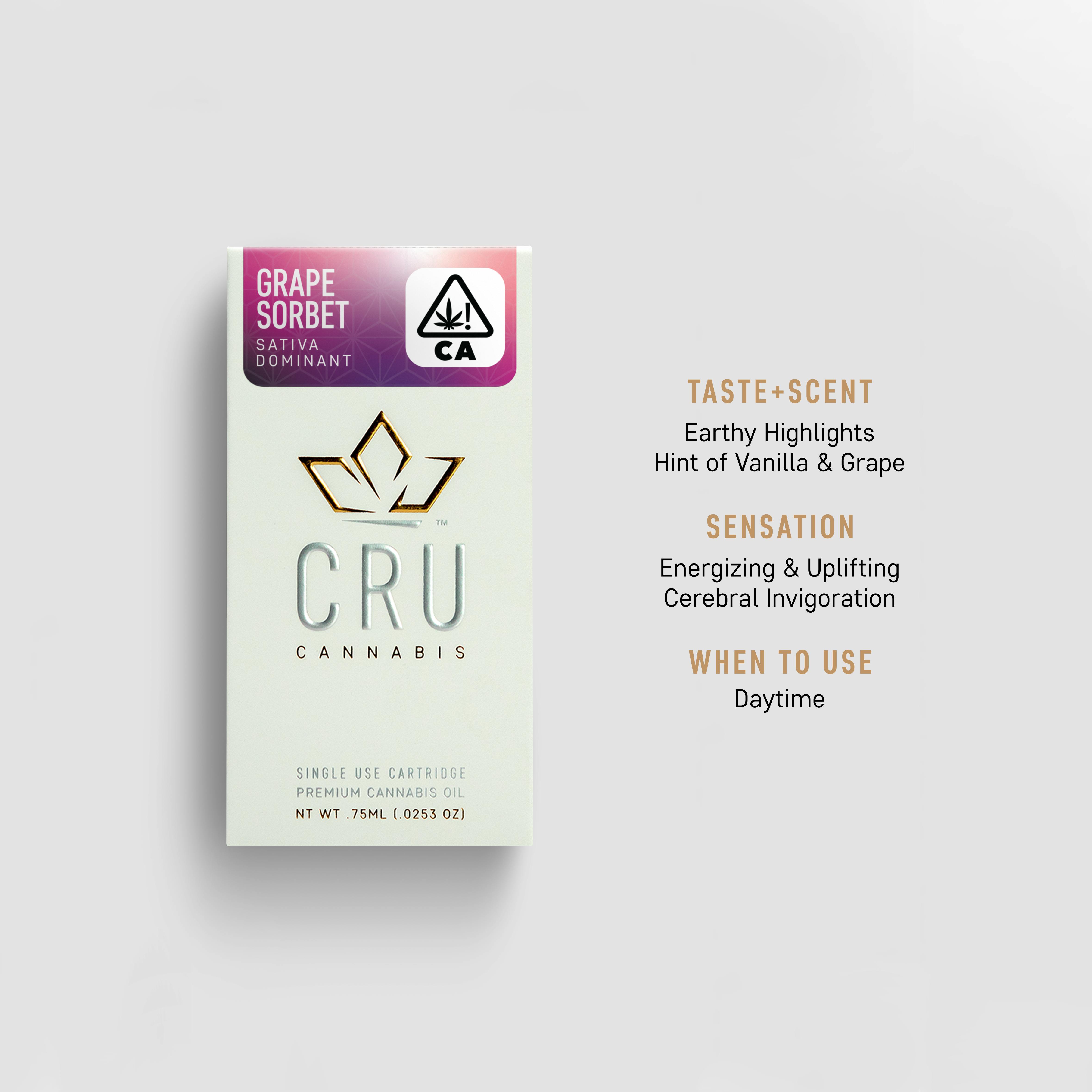 CRU Cannabis - Grape Sorbet (0.75ML Oil Cartridge) - 1