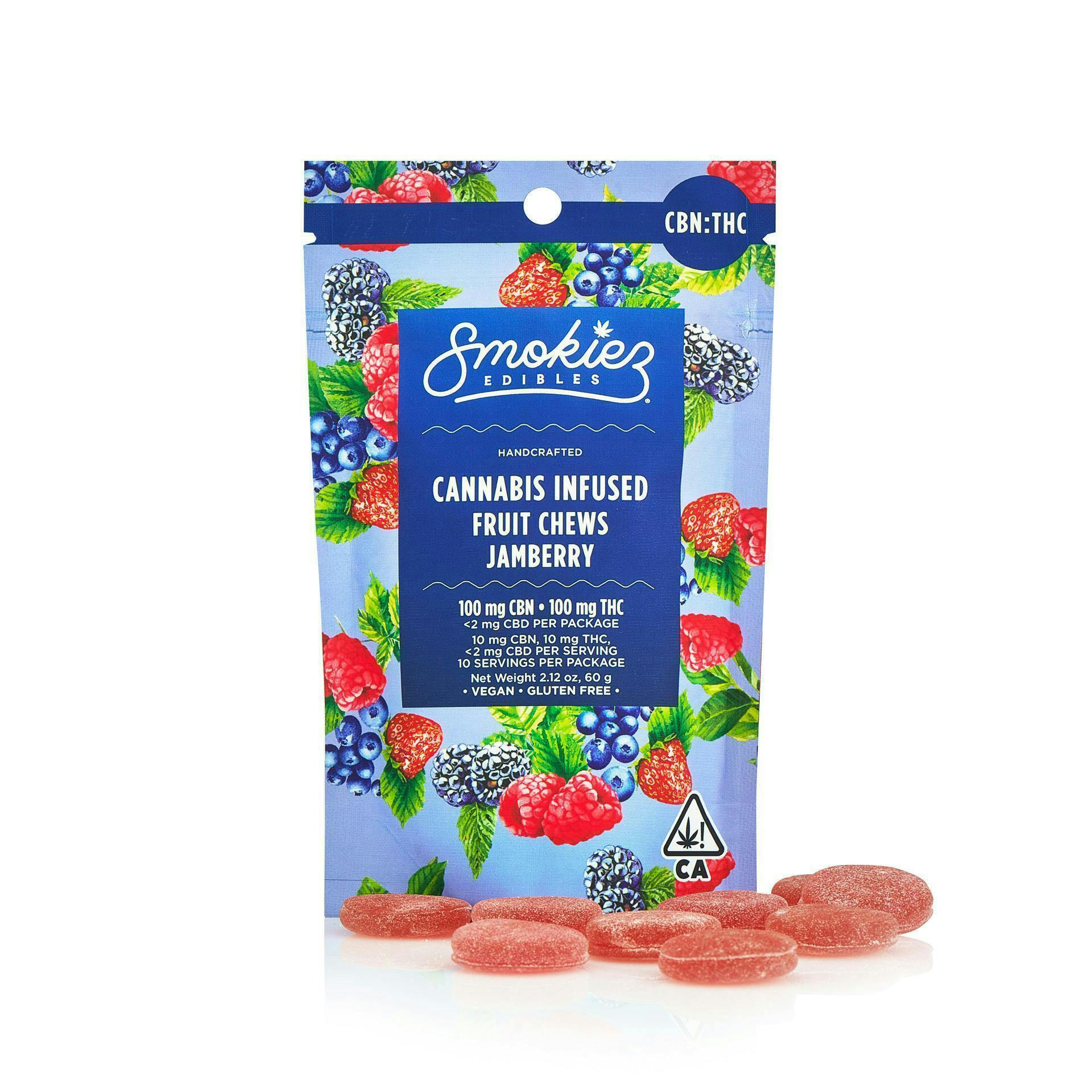 Smokiez Edibles - Jamberry Fruit Chews CBN:THC 1:1 | 100mg | 10ct | 10mg/ea - 1