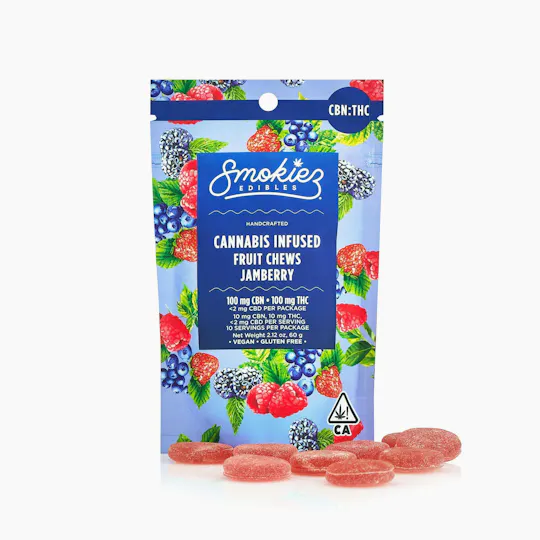 Smokiez Edibles - Jamberry Fruit Chews CBN:THC 1:1 | 100mg | 10ct | 10mg/ea - 1