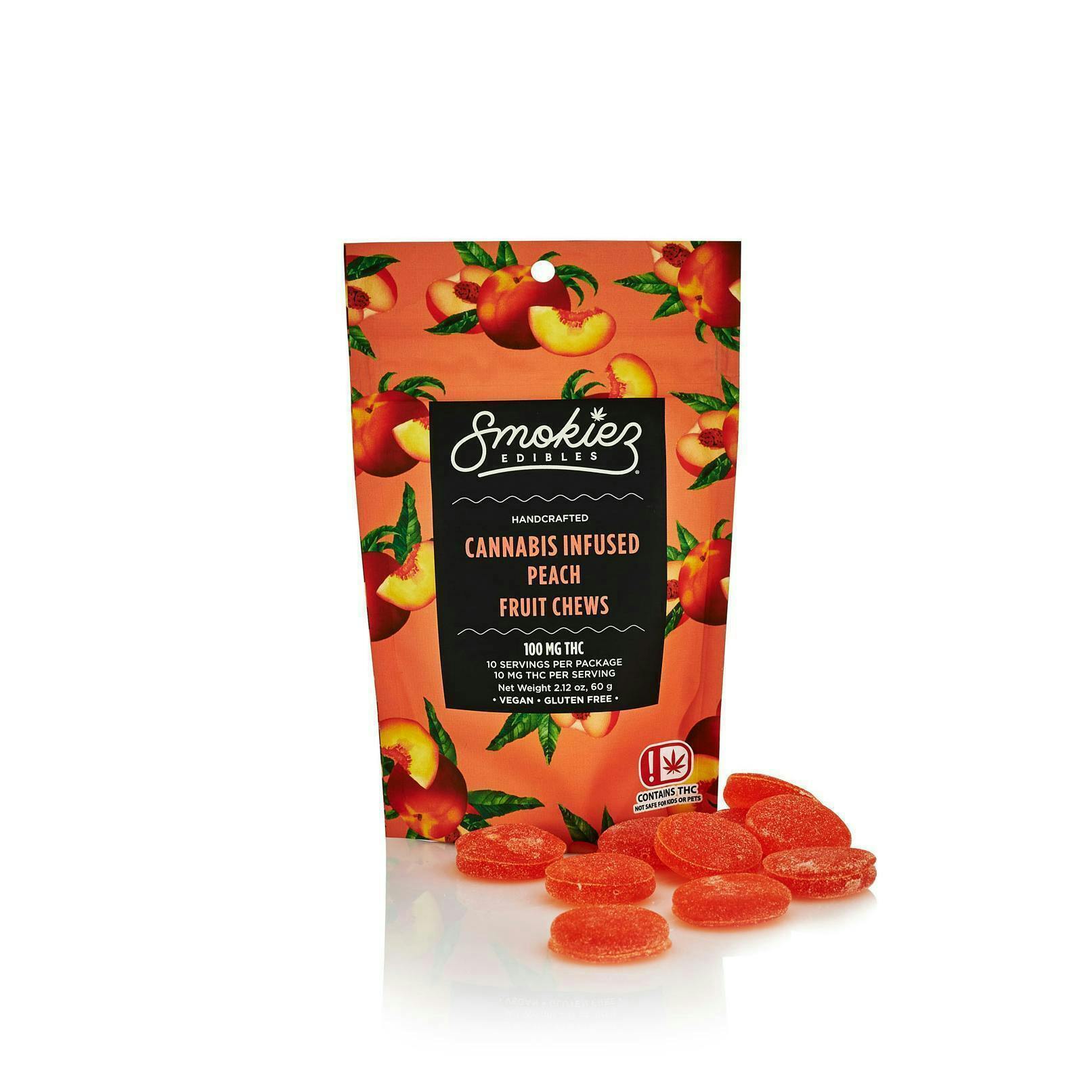 Smokiez Edibles - Peach Fruit Chews | 100mg | 10ct | 100mg/ea - 1