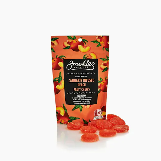 Smokiez Edibles - Peach Fruit Chews | 100mg | 10ct | 100mg/ea - 1