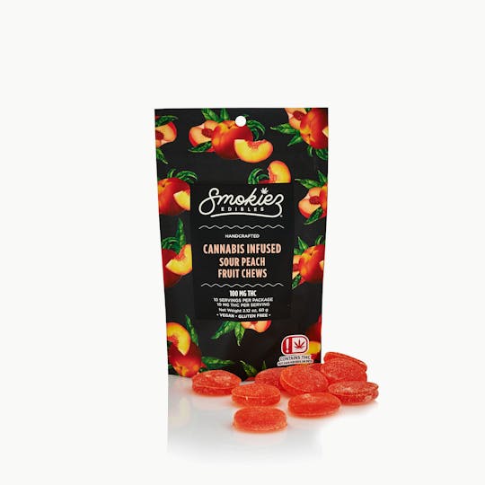 Smokiez Edibles - Sour Peach Fruit Chews - 100 mg THC - OK - 1