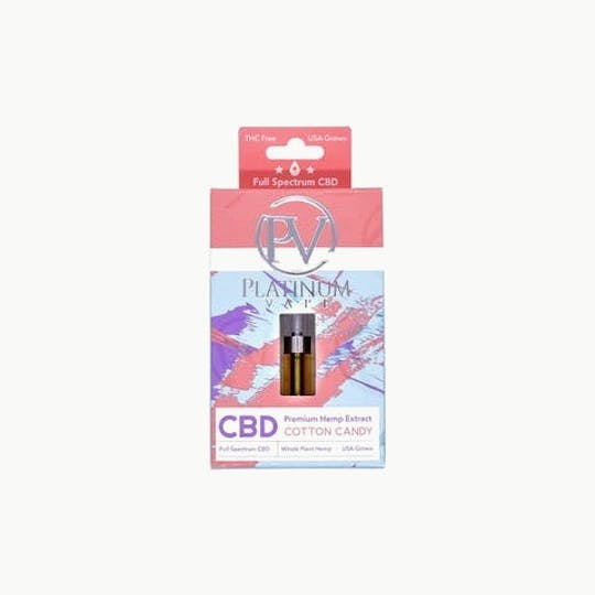 Platinum Vape - Platinum Vape CBD Cotton Candy (Sativa) 510 thread cartridge 1mL - 1