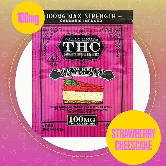 Wally Drops - WallyDrops THC Lozenges 100mg-StrawberryCheesecake - 1