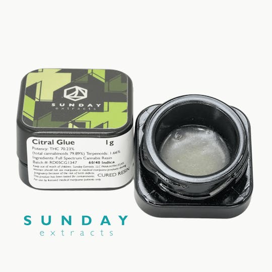 Sunday Extracts - 1g Concentrate Cured Resin - Citral Glue - 1