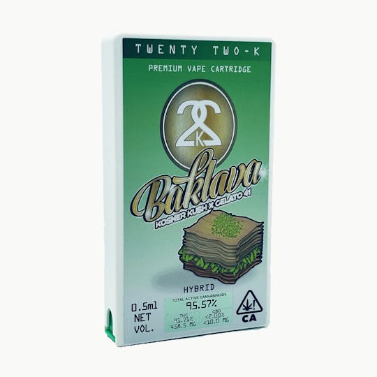Twenty Two K / 22k - 22K - Baklava ( Kosher Kush x Gelato ) - Cartridge - 0.5ml - 1