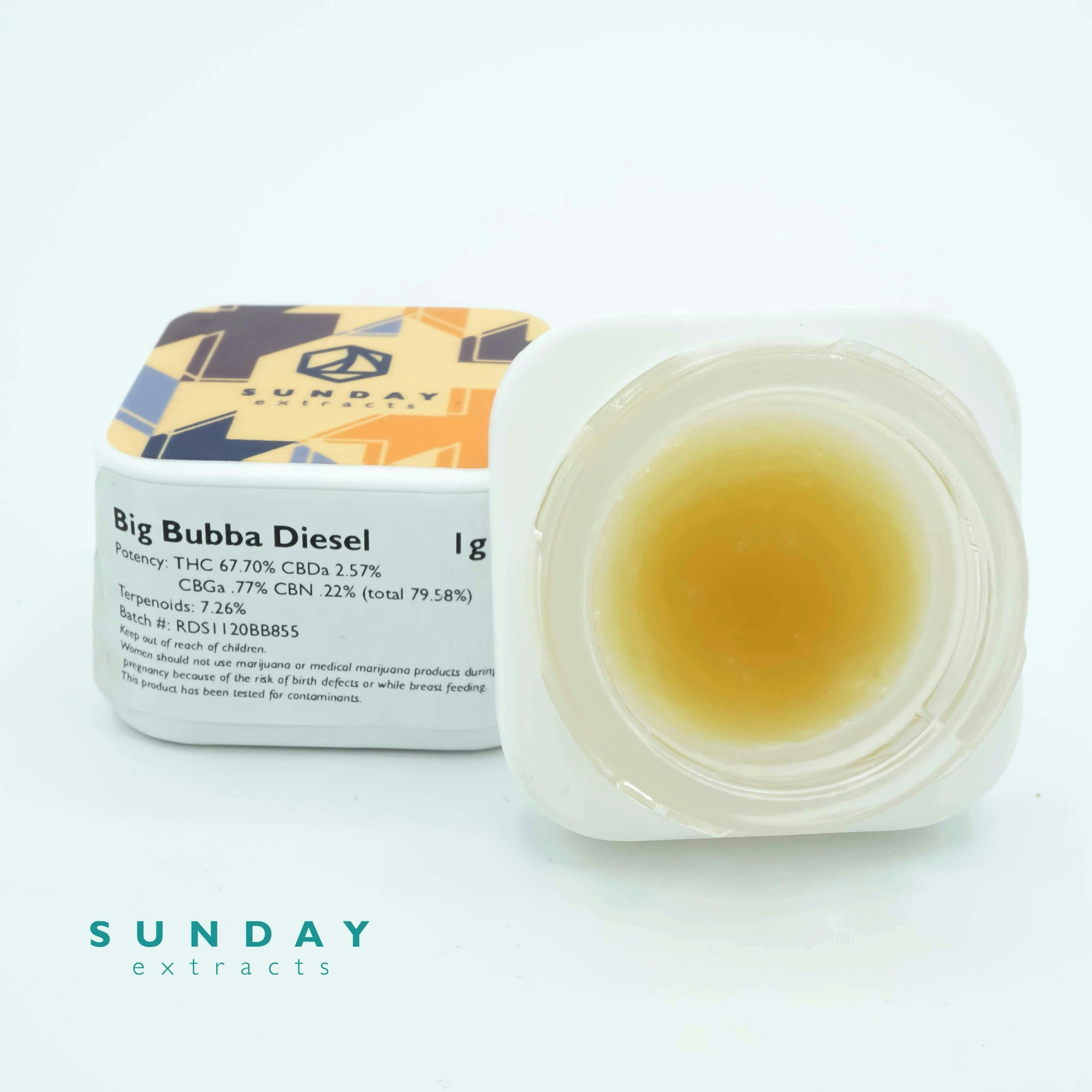 Sunday Extracts - 1g Concentrate Cured Resin - Big Bubba Diesel - 1