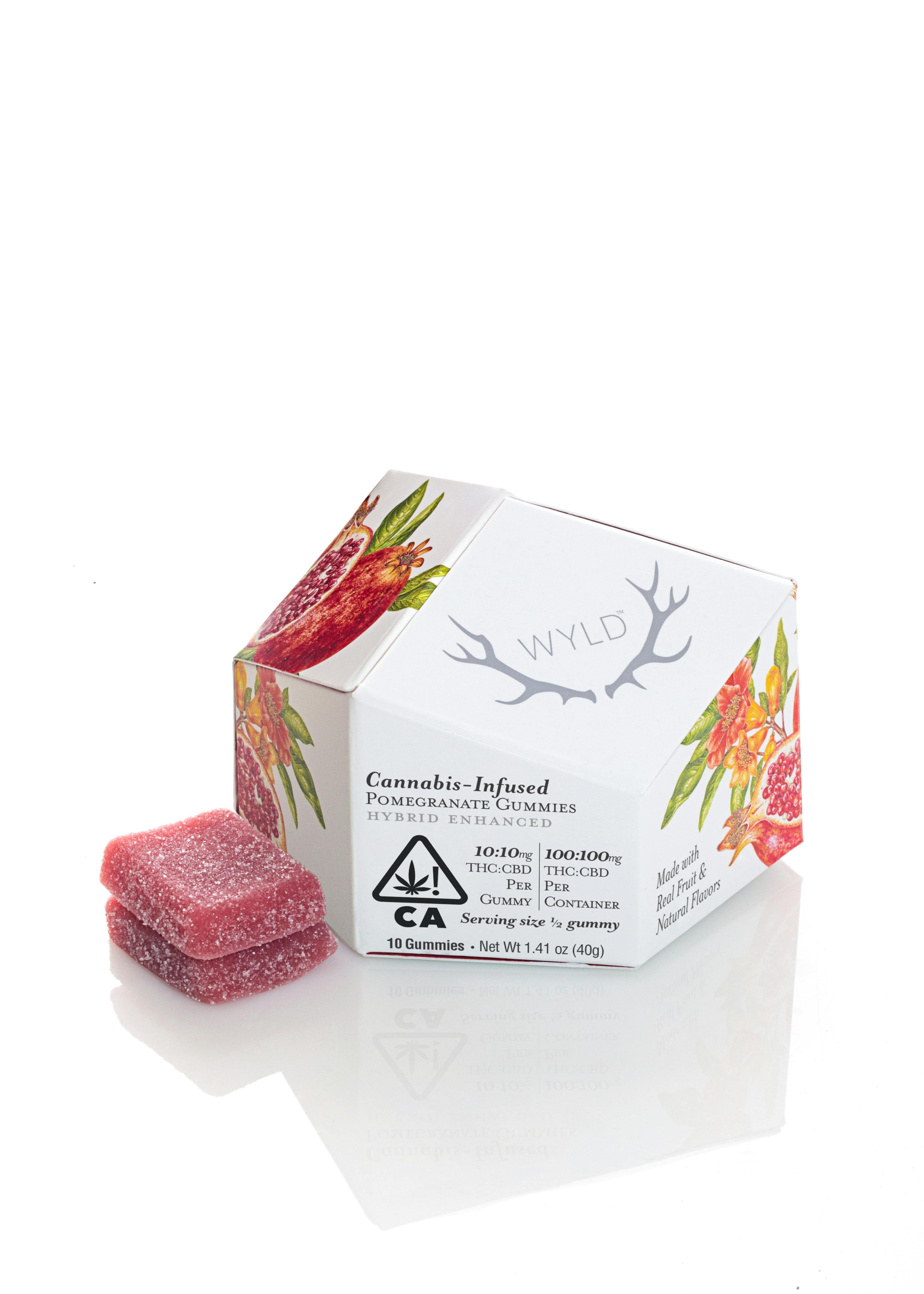 WYLD - Pomegranate 1:1 CBD + Hybrid Enhanced Gummies 100:100mg - 1