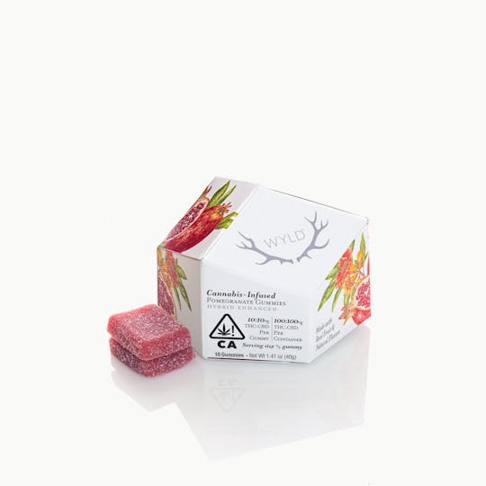 WYLD - Pomegranate 1:1 CBD + Hybrid Enhanced Gummies 100:100mg - 1