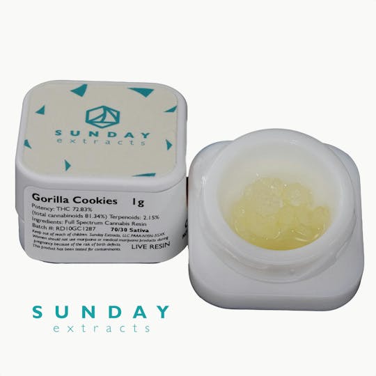 Sunday Extracts - 1g Concentrate Gorilla Cookies - 1