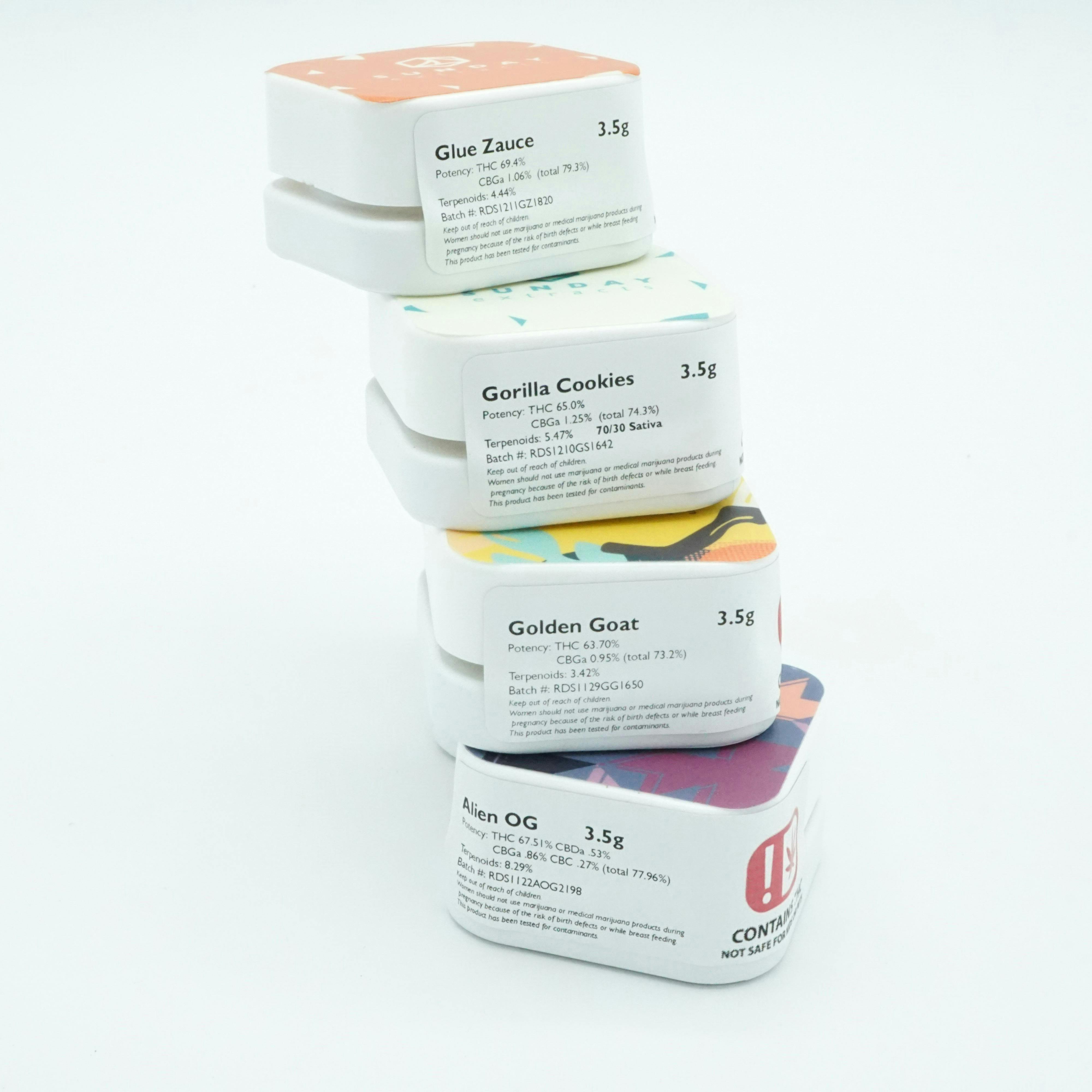 Sunday Extracts - 3.5g Concentrate Cured Resin - Gorilla Cookies - 1