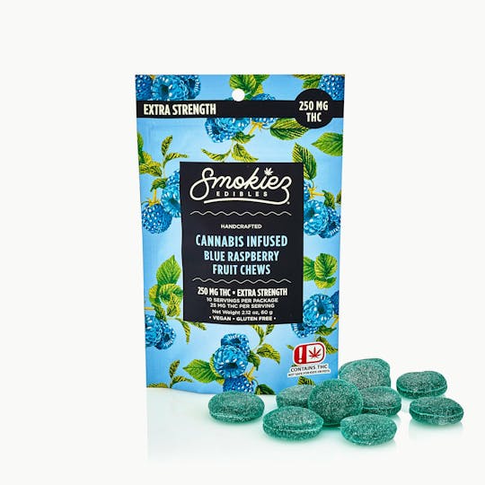 Smokiez Edibles - Blue Raspberry Fruit Chews - 250 mg THC - OK - 1