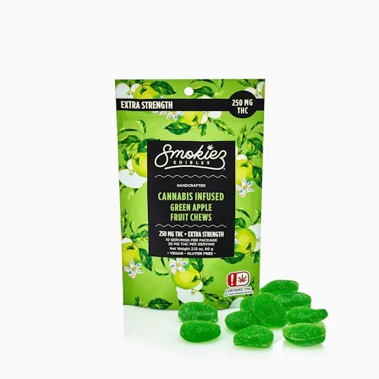 Smokiez Edibles - Green Apple Fruit Chews | 250mg | 10ct | 25mg/ea - 1