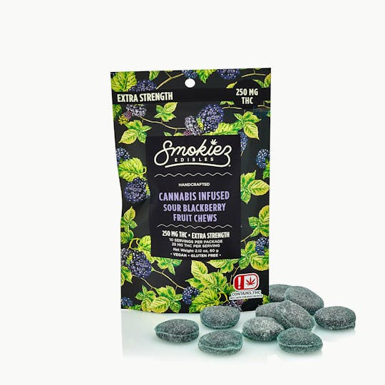 Smokiez Edibles - Sour Blackberry Fruit Chews - 250 mg THC - OK - 1