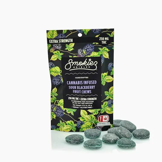 Smokiez Edibles - Sour Blackberry Fruit Chews | 250mg | 10ct | 25mg/ea - 1