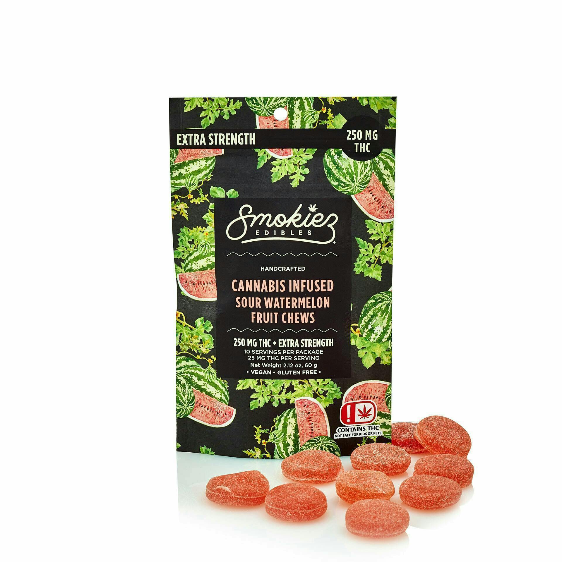 Smokiez Edibles - Sour Watermelon Fruit Chews | 250mg | 10ct | 25mg/ea - 1
