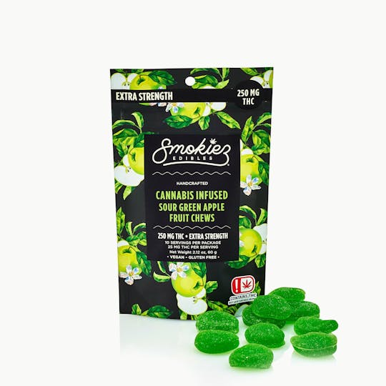 Smokiez Edibles - Sour Green Apple Fruit Chews - 250 mg THC - OK - 1