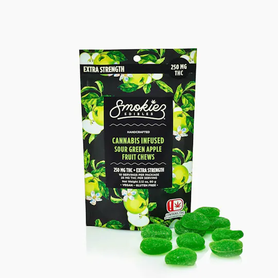 Smokiez Edibles - Sour Green Apple Fruit Chews | 250mg | 10ct | 25mg/ea - 1