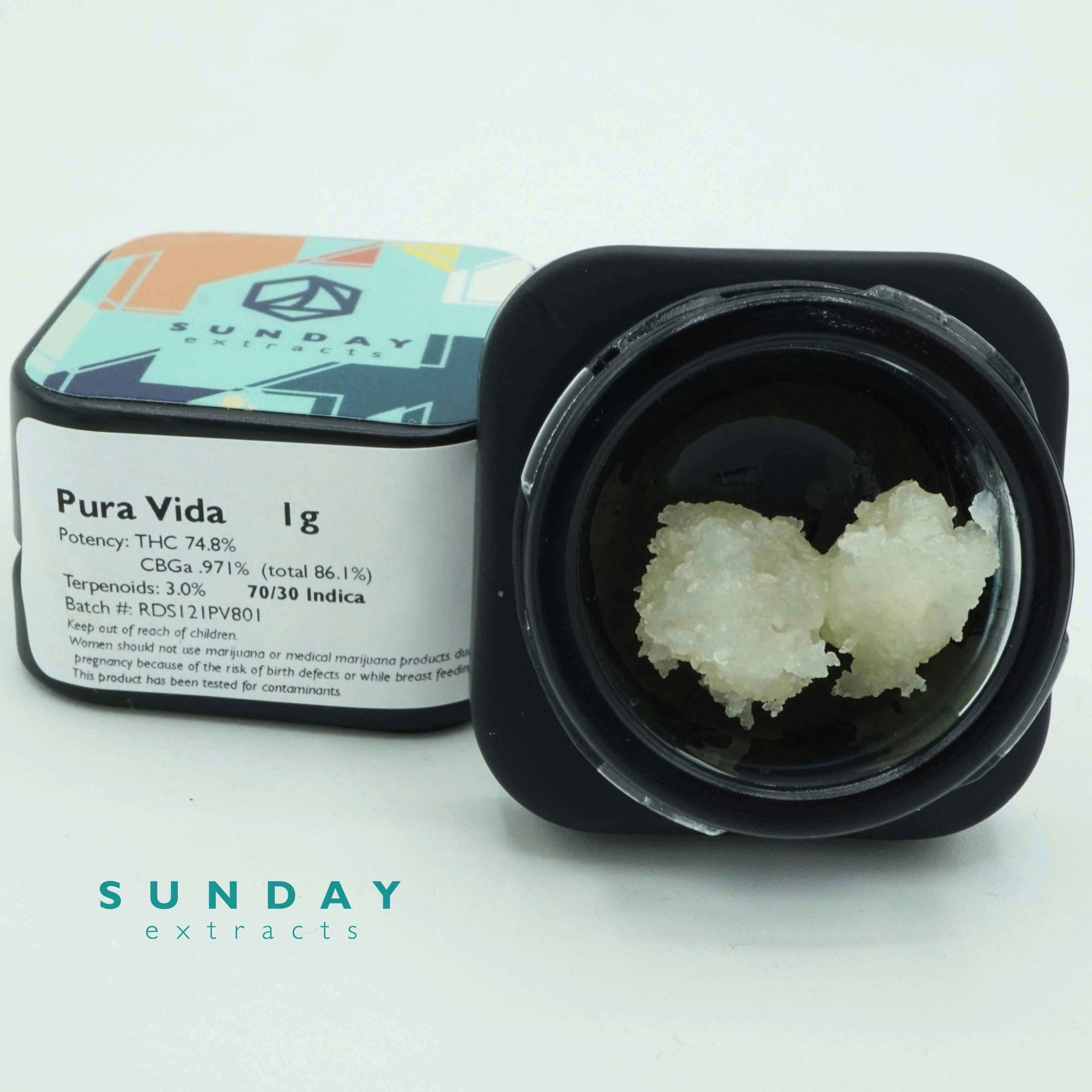 Sunday Extracts - 1g Cured Resin Concentrate Pura Vida - 1