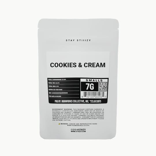 STIIIZY - - COOKIES & CREAM - 7G White Label Mylar - 1