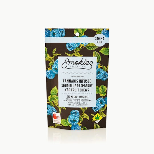 Smokiez Edibles - Sour Blue Raspberry CBD Fruit Chews - 250 mg - WA - 1