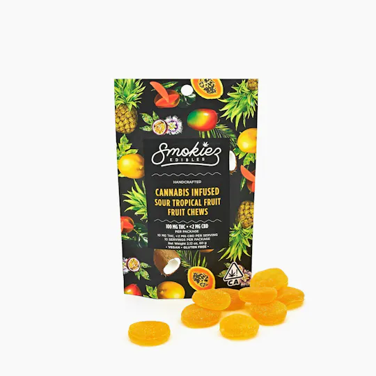 Smokiez Edibles - Sour Tropical Fruit Fruit Chews | 100mg | 10ct | 10mg/ea - 1