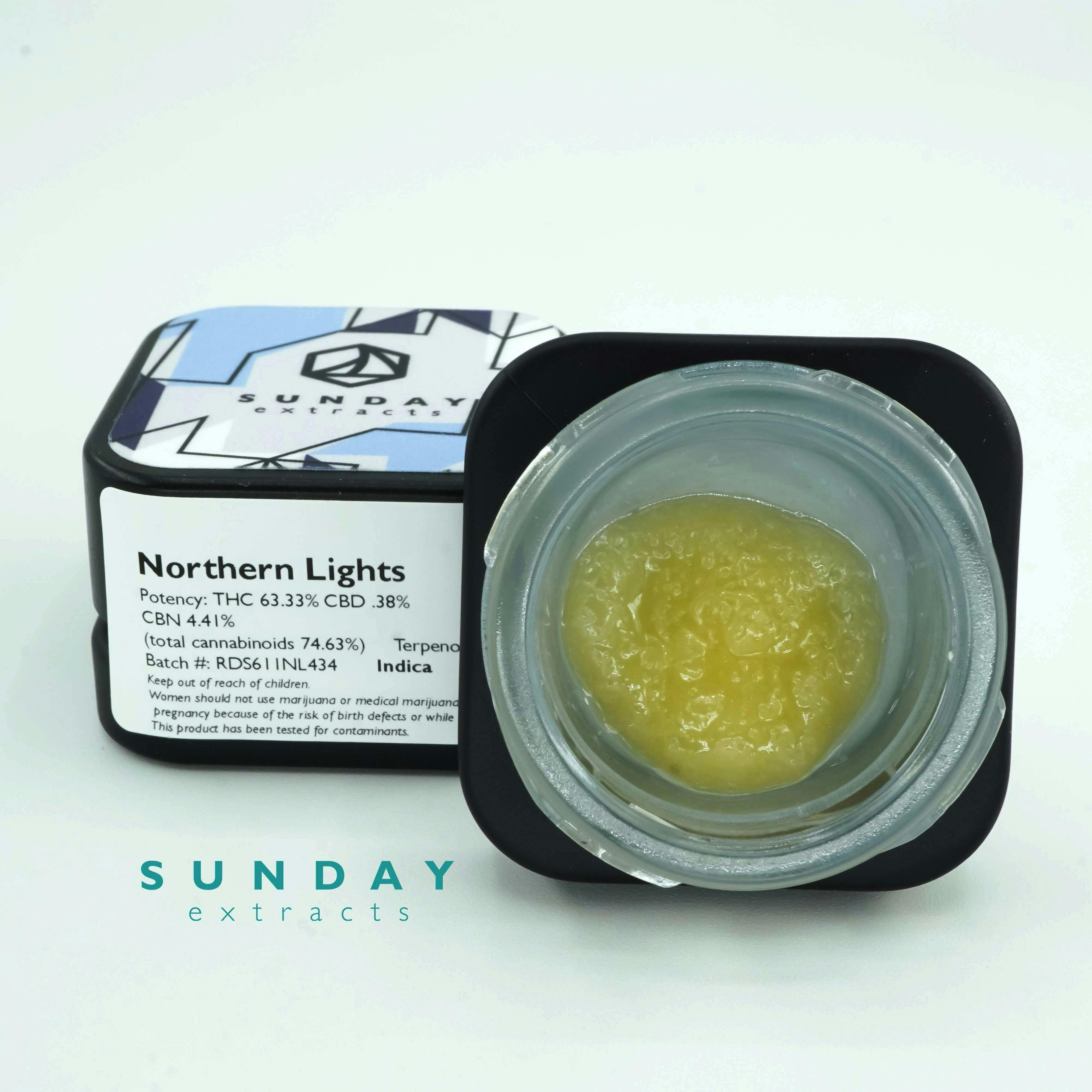 Sunday Extracts - 1g Concentrate Cured Resin - Northern Lights - 1