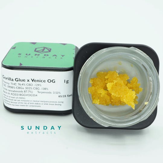 Sunday Extracts - 1g Concentrate Cured Resin - Gorilla Glue x VOG - 1