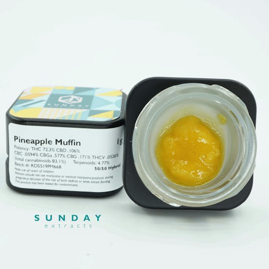 Sunday Extracts - 1g Concentrate Cured Resin - Pineapple Muffin - 1