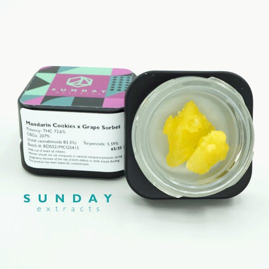 Sunday Extracts - 1g Concentrate Cured Resin - Mandarin x Grape - 1