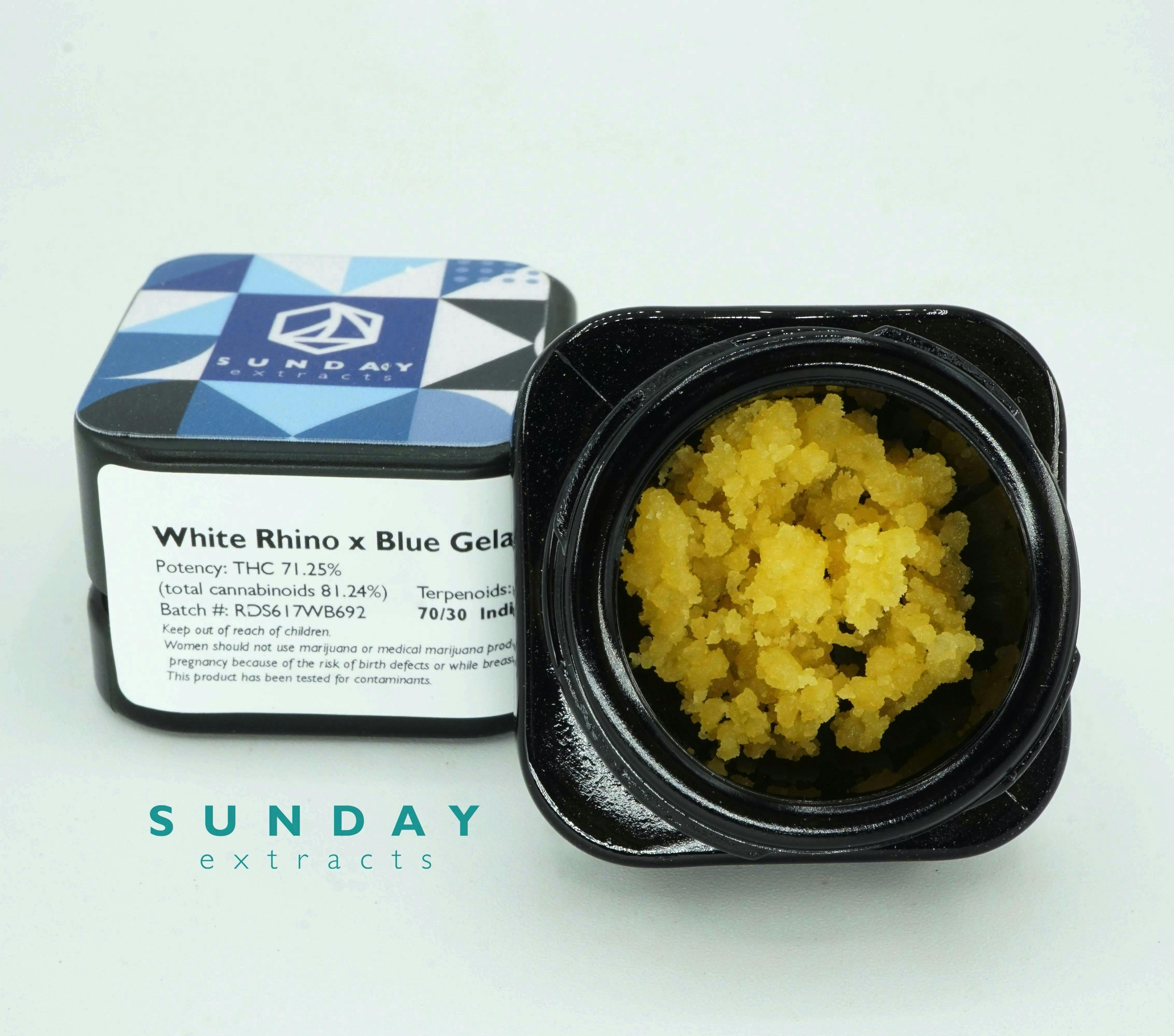 Sunday Extracts - 1g Concentrate Cured Resin - White Rhino x Blue Gelato - 1