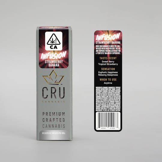 CRU Cannabis - Strawberry Banana CRU Infusion (1 Gram Pre-Roll) - 1
