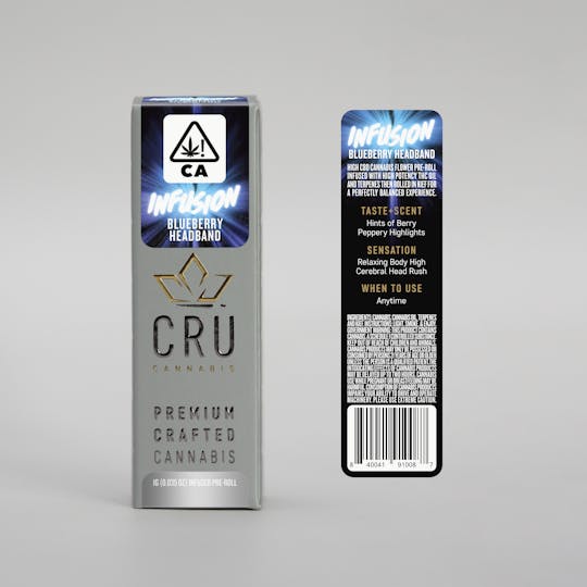 CRU Cannabis - Blueberry Headband CRU Infusion (1 Gram Pre-Roll) - 1