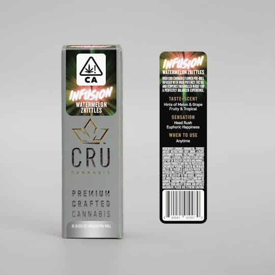 CRU Cannabis - Watermelon Zkittles CRU Infusion (1 Gram Pre-Roll) - 1