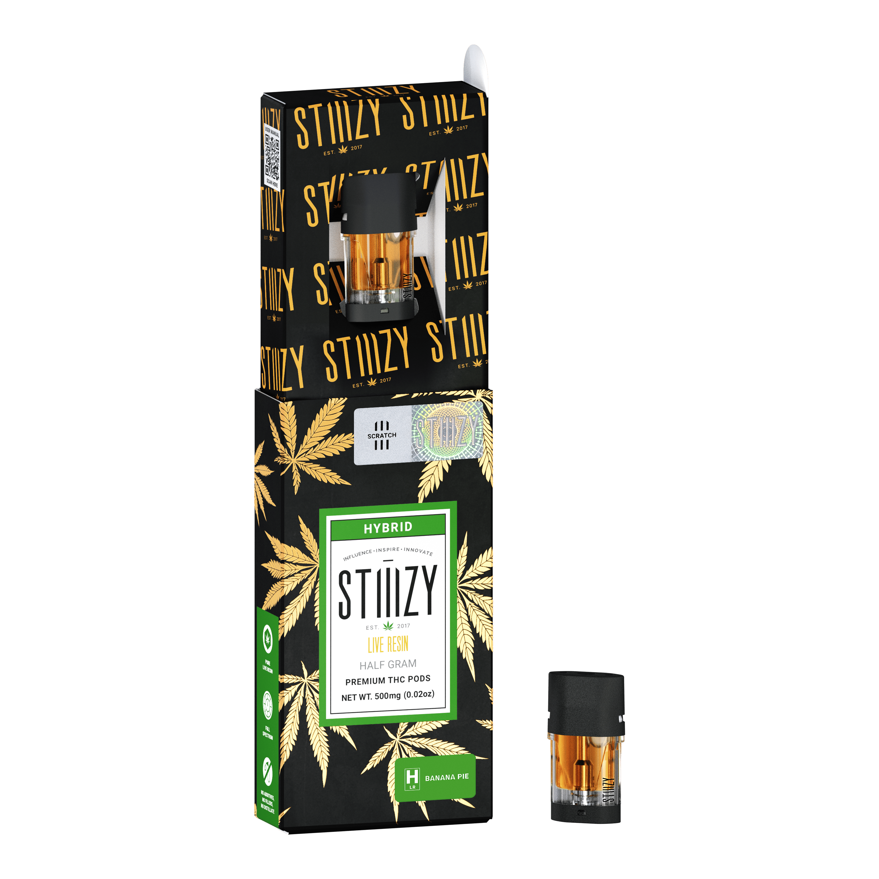 STIIIZY - Vape Cartridge - BANANA PIE .5G Live Resin Pod - STIIIZY - 1