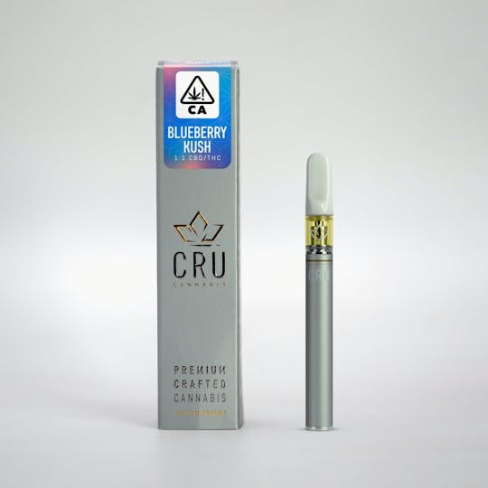 CRU Cannabis - Blueberry Kush 1:1 CBD/THC (0.3ML Disposable Pen) - 1