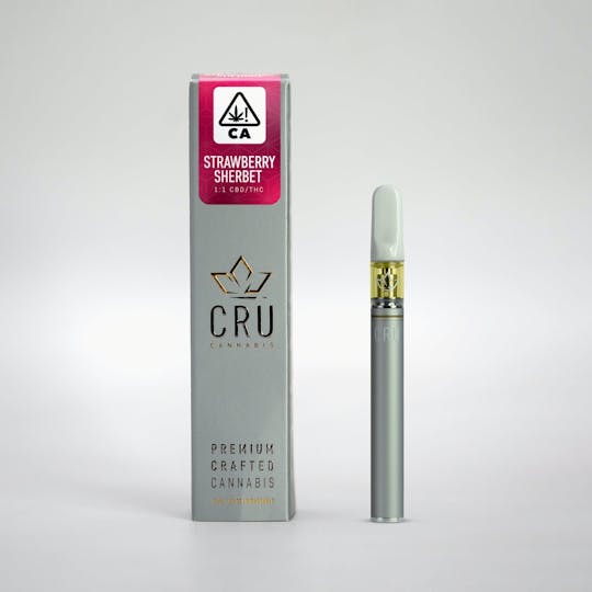 CRU Cannabis - Strawberry Sherbet 1:1 CBD/THC (0.3ML Disposable Pen) - 1