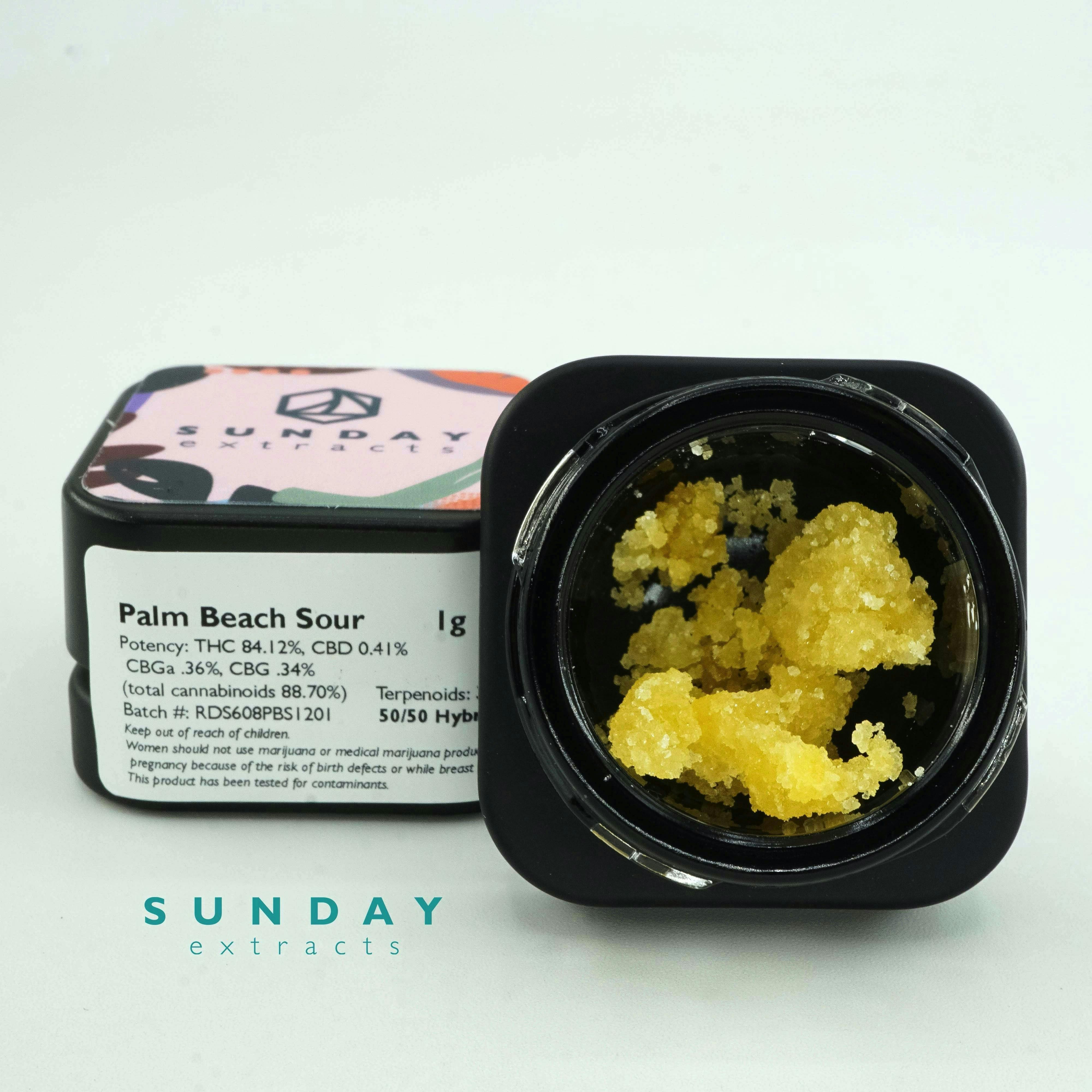 Sunday Extracts - 1g Concentrate Cured Resin - Palm Beach Sour - 1