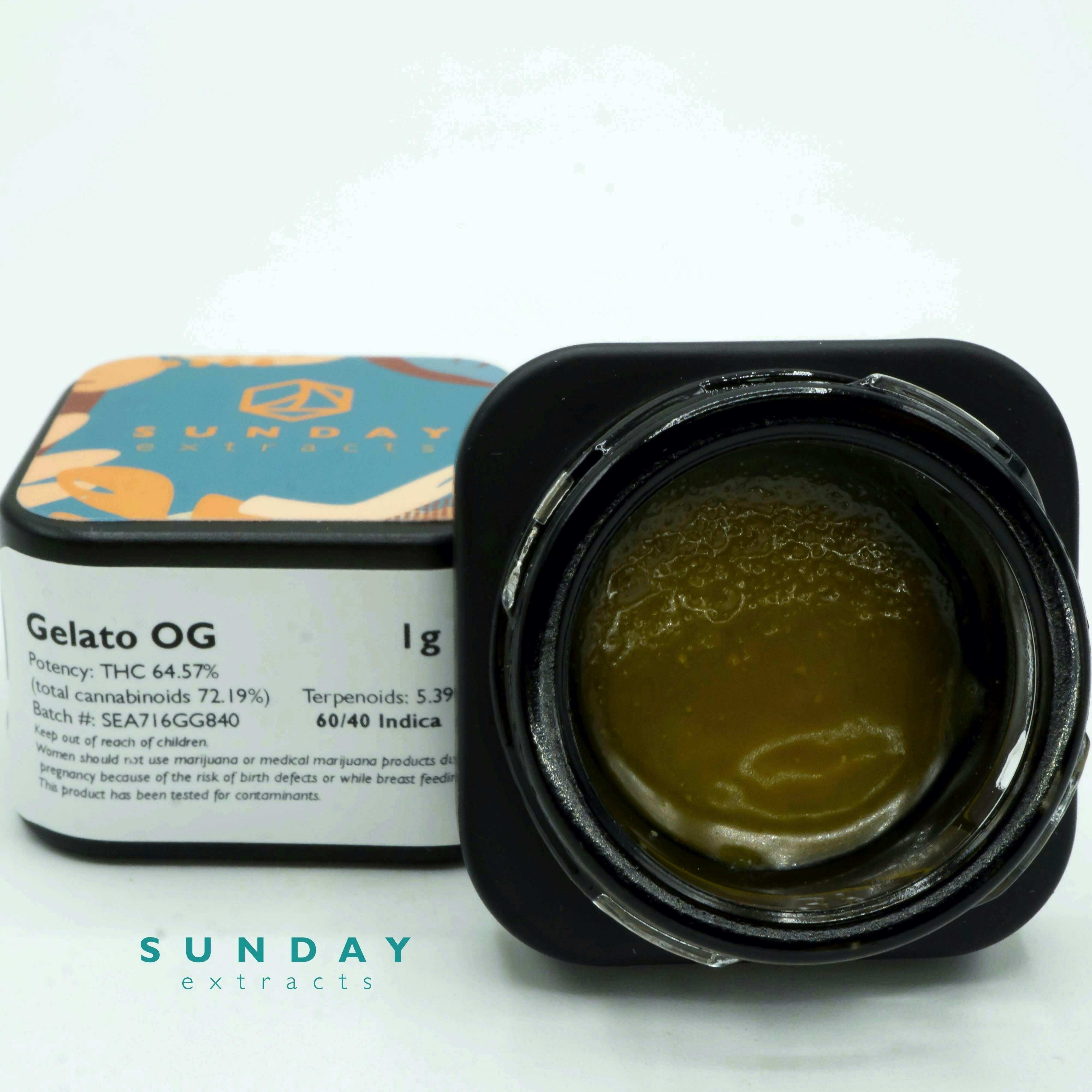 Sunday Extracts - 1g Concentrate Cured Resin - Gelato OG - 1