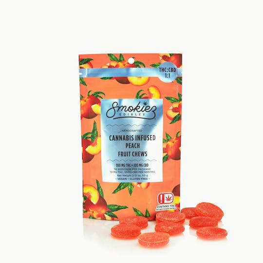 Smokiez Edibles - Peach THC:CBD 1:1 , 100mg THC / 100 mg CBD - OK - 1