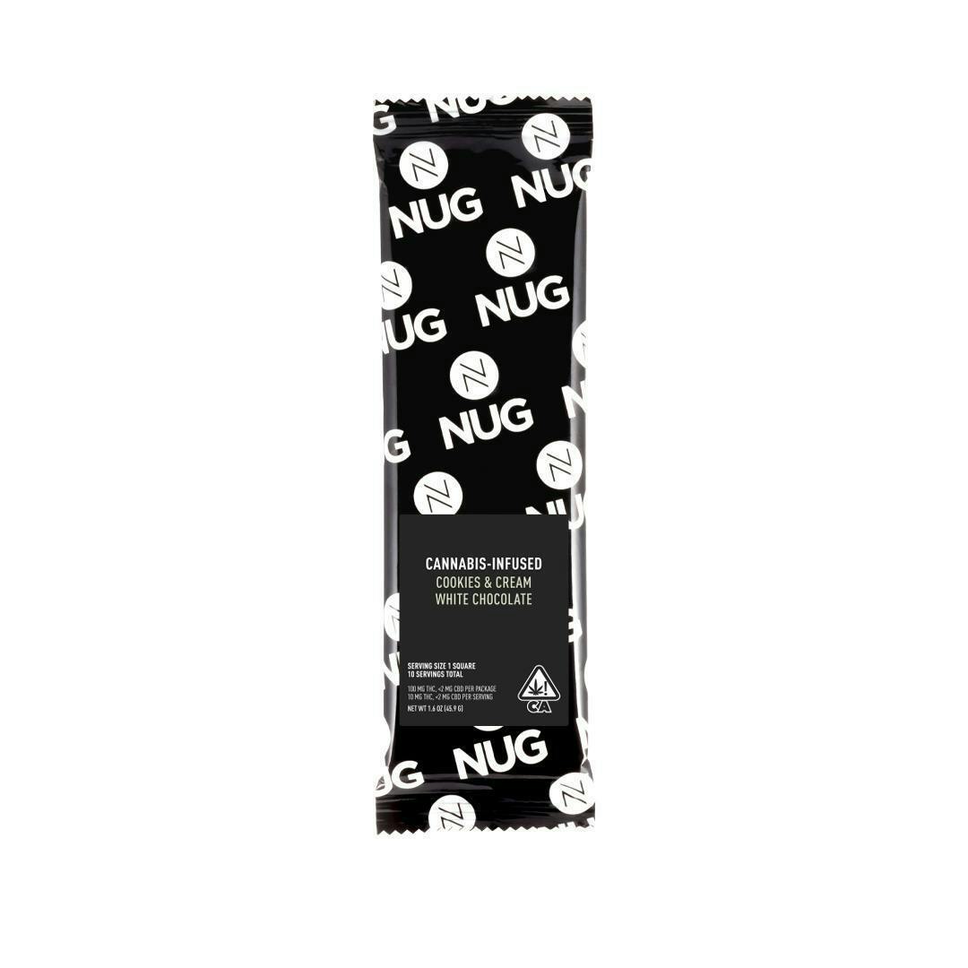 NUG - NUG Chocolate Bar | Cookies & Cream White Chocolate | 100mg | Single - 1