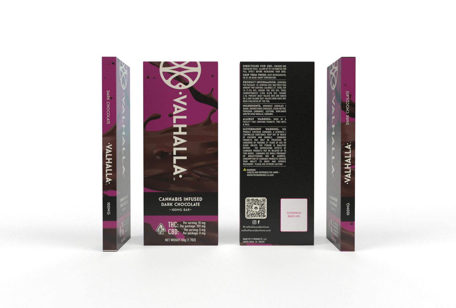 Valhalla Confections - Dark Chocolate Bar - 1
