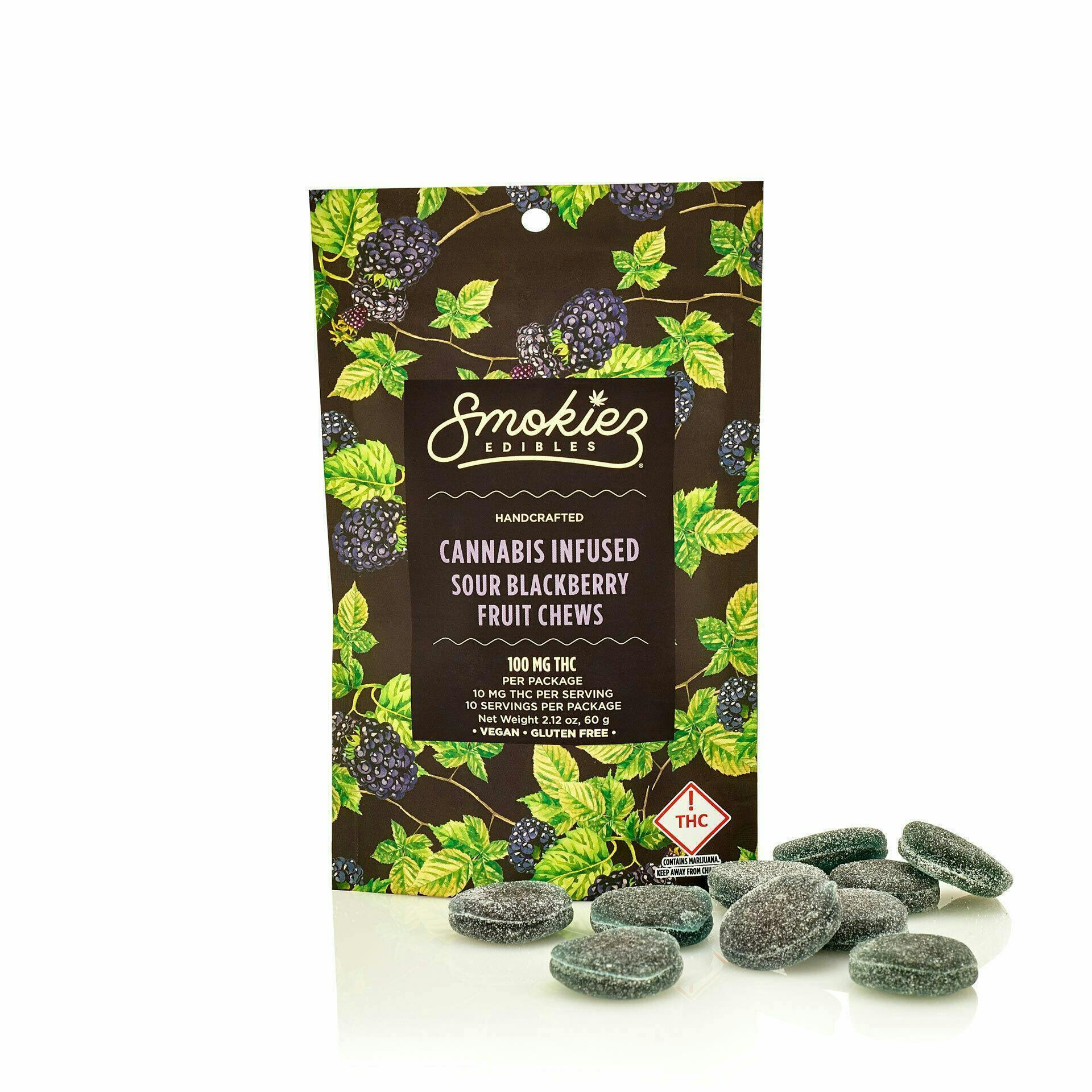 Smokiez Edibles - Sour Blackberry Fruit Chews | 100mg | 10ct | 100mg/ea - 1