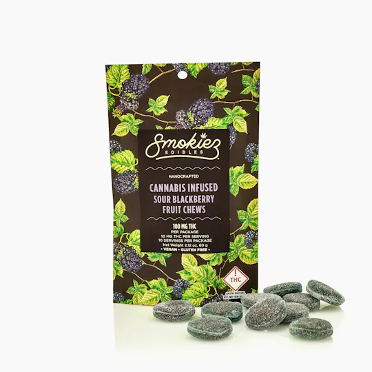 Smokiez Edibles - Sour Blackberry Fruit Chews | 100mg | 10ct | 100mg/ea - 1