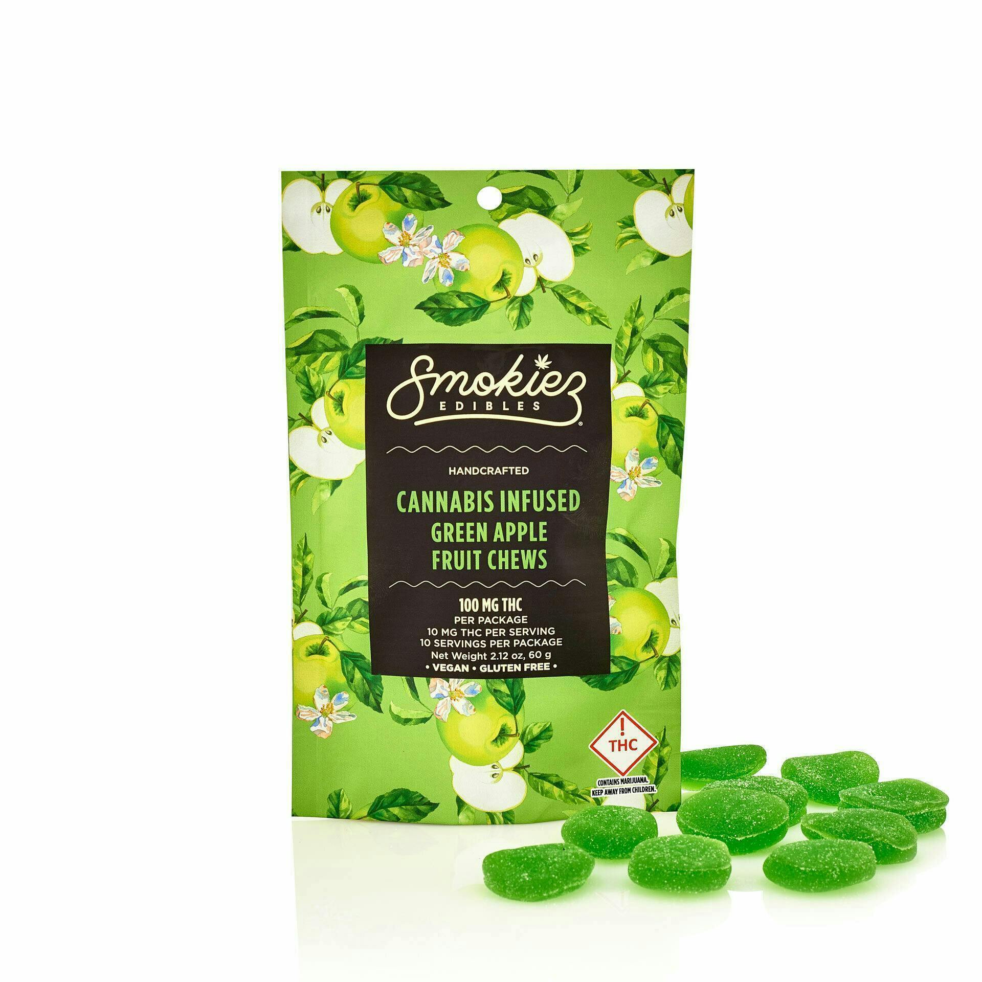 Smokiez Edibles - Green Apple Fruit Chews | 100mg | 10ct | 100mg/ea - 1