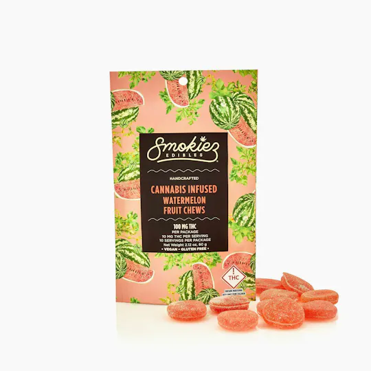 Smokiez Edibles - Watermelon Fruit Chews | 100mg | 10ct | 100mg/ea - 1