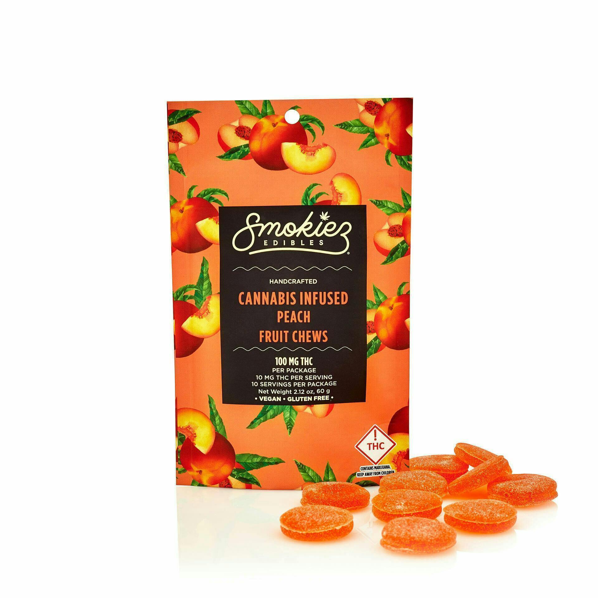 Smokiez Edibles - Peach Fruit Chews | 100mg | 10ct | 100mg/ea - 1