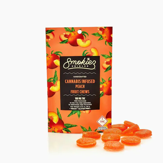 Smokiez Edibles - Peach Fruit Chews | 100mg | 10ct | 100mg/ea - 1