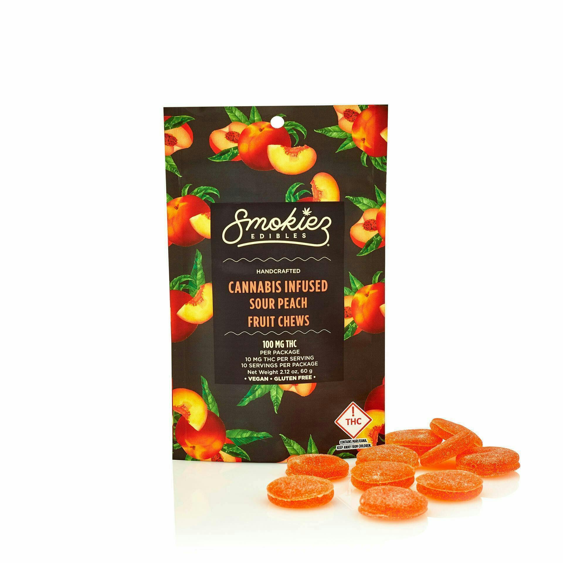 Smokiez Edibles - Sour Peach Fruit Chews | 100mg | 10ct | 100mg/ea - 1
