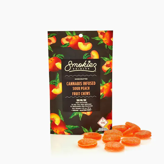 Smokiez Edibles - Sour Peach Fruit Chews | 100mg | 10ct | 100mg/ea - 1